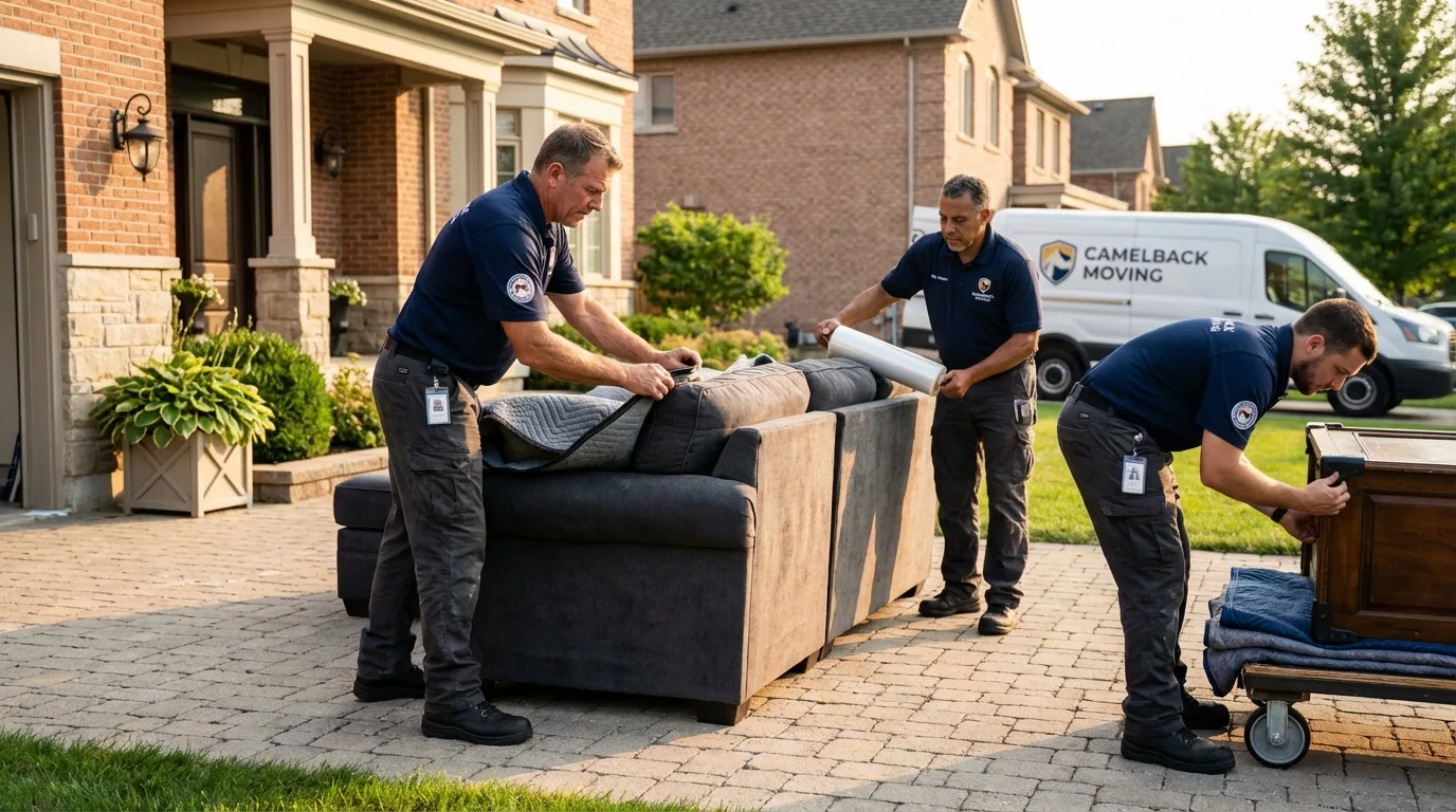 Large estate moving crew wrapping furniture in Randallstown, MD